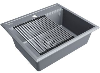 Комплект Paulmark: мойка Stepia 60 и ролл-мат Step PM115951-GRM+R375-BS серый металлик/брашированная нержавеющая сталь