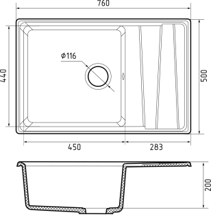 Мойка кухонная GranFest LEVEL LV-760L иней