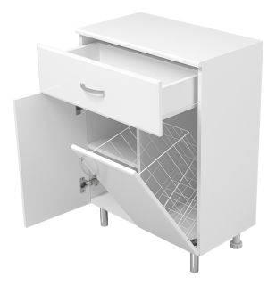 Напольная тумба Misty Люси с бельевой корзиной 60см белый