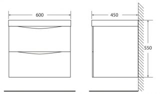 Тумба под раковину BelBagno подвесная 60x55см Nero Lucido MARINO-600-2C-SO-NL-P