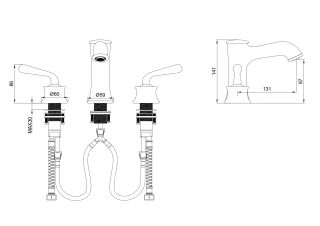 Смеситель для раковины на 3 отверстия Wonzon & Woghand Steam WW-88159008-BG брашированное золото
