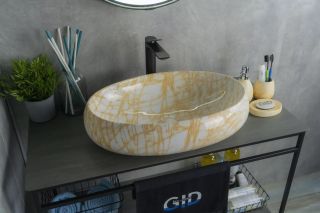 Накладная раковина Gid Mnc167 60см мрамор глянцевый Арт.54508