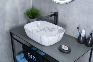 Раковина Gid Mnc333C 54469 накладная под камень глянцевая 46x32.5x13.5