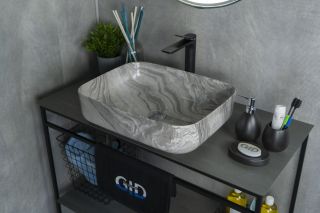 Раковина Gid Mnc597 54458 накладная под камень глянцевая 50x39x13