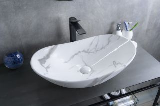 Раковина Gid Mnc811C 54478 накладная под камень глянцевая 61x37x15