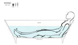 Ванна из искусственного камня Salini Mona S-Stone 102921MRH 180x80см RAL снаружи