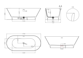 Ванна из искусственного камня Salini Mona S-Sense 102912G 170x72см белый глянцевый
