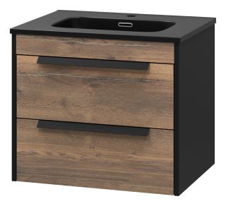 Подвесная тумба под раковину Brevita Monsour MON-09060-0102Я 60см дуб Галифакс олово/чёрный кварц