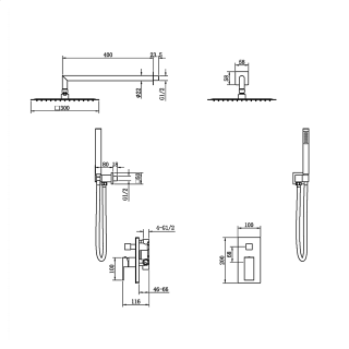 Душевой комплект Boheme Qubic 474-3-G золото