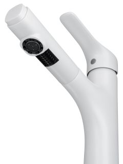 Смеситель для раковины Wonzon & Woghand WW-AE4151-MW с выдвижным изливом белый матовый