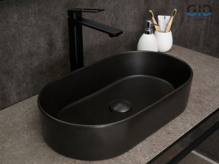 Раковина Gid N9020bg 53379 накладная черная  графит 52.5x30.5x11.5