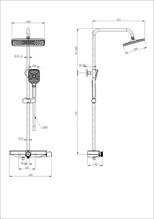 Душевая стойка Wonzon & Woghand ThermoKlick WW-B3098-A-MB с термостатом чёрный матовый