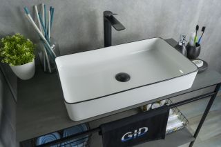 Раковина Gid Nc9399 52225 накладная белая / черная 60x34x11