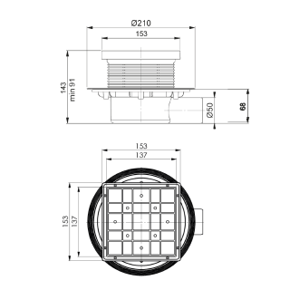 Душевой трап Трап Bettoserb 13000088B 15x15 SIMPLY PERFECT MULTISIPHON - горизонтальный выпуск