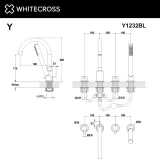 Смеситель на борт ванны WHITECROSS Y Y1232CR хром