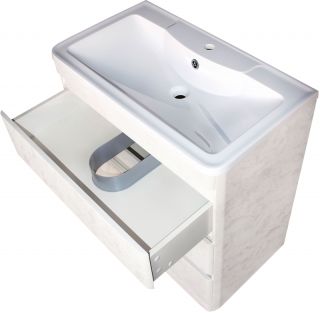 Тумба напольная под раковину Style Line "Атлантика 80" СС-00002278 (3 ящ.), Люкс бетон крем, PLUS