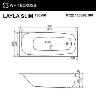 Гидромассажная ванна WHITECROSS Layla Slim 0122.180080.100.SMART.GL 180x80 см Smart золото