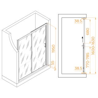 Душевая дверь RGW PA-016B 350801616-14 160см чёрный