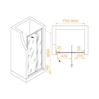 Душевая дверь RGW PA-02B NEW 41080208-14 80см чёрный
