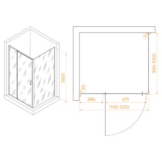 Душевой уголок RGW PA-078B (RGW PA-008B + Z-050-2B) 350807810-14 110x100см чёрный
