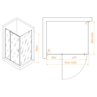 Душевой уголок RGW PA-078B (RGW PA-008B + Z-050-2B) 350807819-14 110x90см чёрный