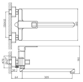 Смеситель для ванны Haiba HB22615 хром