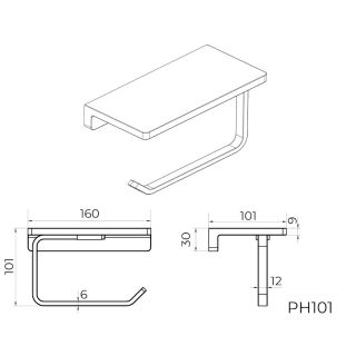 Держатель для туалетной бумаги с полочкой Knotlor PH101C, хром