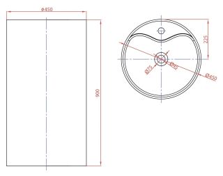 Раковина Montebianco Pisa Rubinetto 11234 45см белый