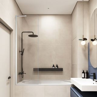 Шторка на ванну Veconi Palau PL-84, 900x1500, хром, стекло прозрачное