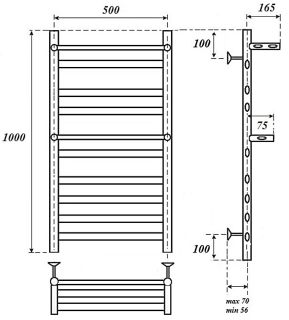 Полотенцесушитель водяной Point Артемида 50x100см с двумя полками хром PN14150P