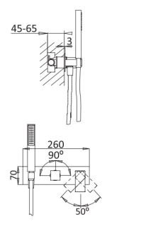 Встраиваемый смеситель для ванны и душа однорычажный, на 3 выхода, в комплекте с ручным душем, чёрный матовый Cezares PORTA-VDM2-NOP