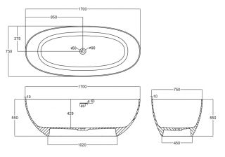 Прозрачная ванна ABBER Kristall AT9703Vesuvian из полиэфирной смолы 170x75см оливковый