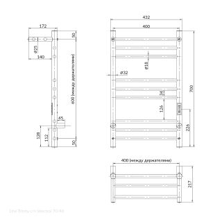 Полотенцесушитель электрический Indigo Line Trinity LСLTE70-40PBRRt с полкой 70x40 см чёрный муар