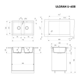 Кухонная мойка Ulgran Classic U-608-345 шоколад