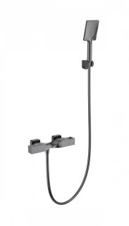 Смеситель для душа Wonzon & Woghand Twist WW-B2025-A-BGG с термостатом тёмный графит