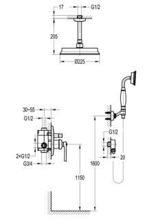 Душевой комплект Swedbe Terracotta Art 2516 бронза
