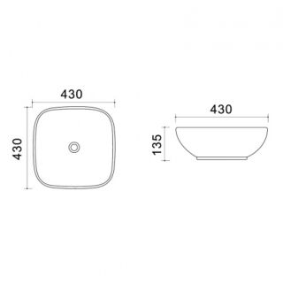 Раковина накладная Azario 43х43х13.5 фаянс, цвет Белый глянцевый (AZ41288)