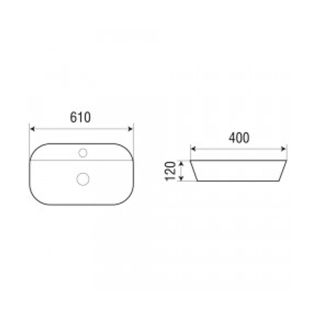 Раковина накладная Azario 61х40х12 фаянс (AZ2203SP)