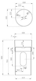 Напольная раковина ABBER Kristall 45x90см коричневый AT2701Opal-H