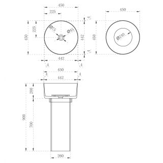 Напольная раковина ABBER Kristall AT2702Aquamarin 45см бирюзовый