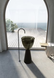 Напольная раковина ABBER Kristall AT2703Black-Vesuvian 45см чёрный/оливковый