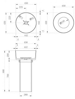 Напольная раковина ABBER Kristall 45x90см коричневый AT2702Opal
