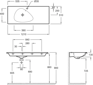 Раковина мебельная Jacob Delafon Nouvelle Vague EXAP112-Z-MG2 120 см серый матовый