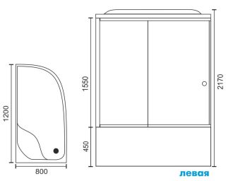 Душевая кабина Royal Bath BK левая стекло прозрачное 120x80см RB8120BK1-T-L