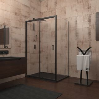 Душевой уголок Veconi Rovigo RV-046B, 1450х1000х1950, черный, стекло прозрачное