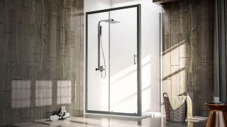 Душевой уголок Veconi Rovigo RV-072B, 1500х800х1900 черный, стекло прозрачное