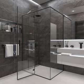 Душевой уголок Veconi Rovigo RV-073B, 1200х800х1950, черный, прозрачное стекло