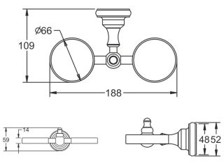 Стакан двойной для ванной комнаты Rose RG1122 хром