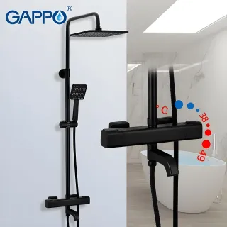Душевая стойка Gappo G2491-6 с термостатом чёрный