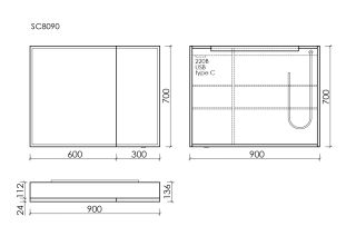 Зеркальный шкаф с подсветкой Sancos Evoke SC8090 90 см серый